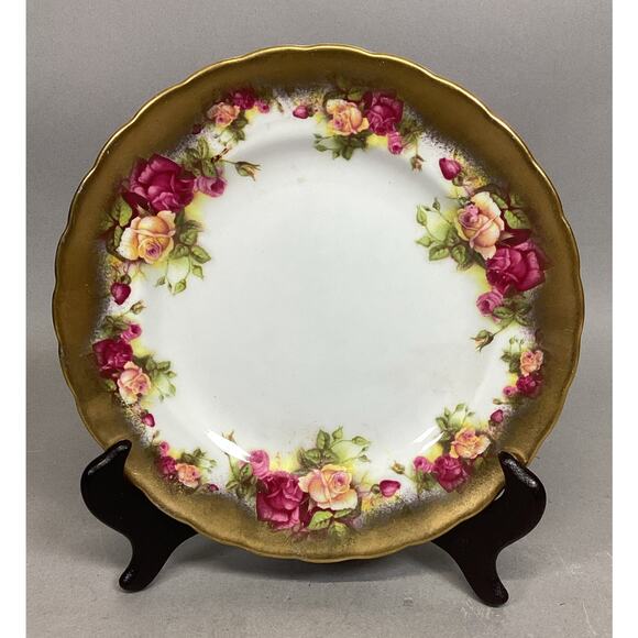 Royal Chelsea ‘Golden Rose’ Plate - Bone China - 8”D - Made In England - Picture 1 of 6